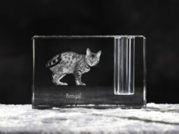 Bengal , Crystal Pen Holder With Cat, Souvenir, Decoration, Limited Edition, Collection - thumbnail 1