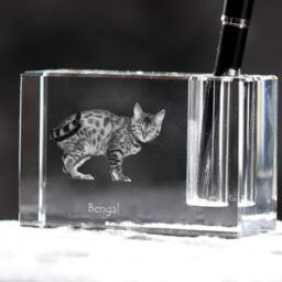 Bengal , Crystal Pen Holder With Cat, Souvenir, Decoration, Limited Edition, Collection - thumbnail 2