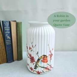 Red Robins Remembrance Glass Vase, Loss Of Loved One Bereavement Gift, Hand Decorated - thumbnail 2