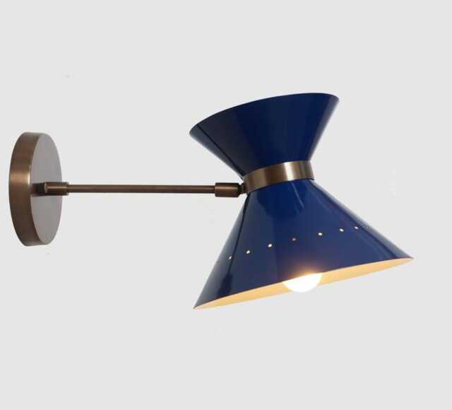 Mid-Century Modern Blue Metal Wall Sconce, Adjustable Arm Lighting - image 1