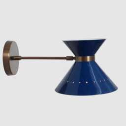 Mid-Century Modern Blue Metal Wall Sconce, Adjustable Arm Lighting - thumbnail 2