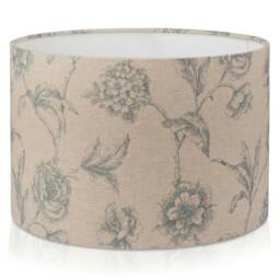 Floral Rose Linen Drum Lampshade, Duck Egg Cream, Handmade in UK