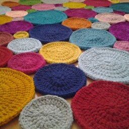 Handmade Wool Crochet Rug Colorful Round Design - thumbnail 4
