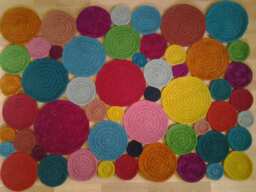 Handmade Wool Crochet Rug Colorful Round Design - thumbnail 1