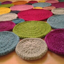 Handmade Wool Crochet Rug Colorful Round Design - thumbnail 3