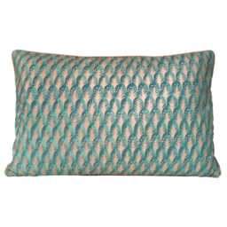 Fortuny Fabric Throw Pillow Cover Emerald & Gold Piumette Pattern - Made in Italy