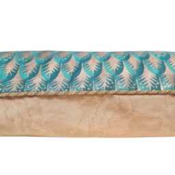 Fortuny Fabric Throw Pillow Cover Emerald & Gold Piumette Pattern - Made in Italy - thumbnail 2