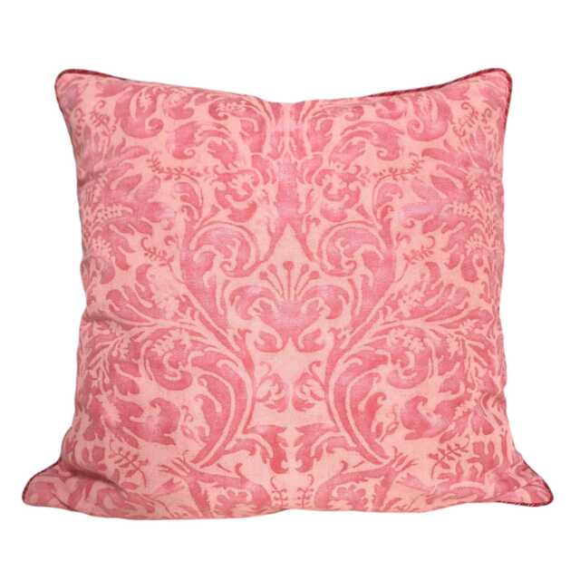 Throw Pillow Cushion Cover Fortuny Fabric Red Museum Texture Sevres Pattern - Made in Italy - image 1