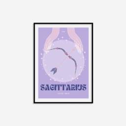 Sagittarius Zodiac Print - Astrology Prints, Colourful Wall Art, Retro Print, Star Sign, Eclectic Decor - thumbnail 2