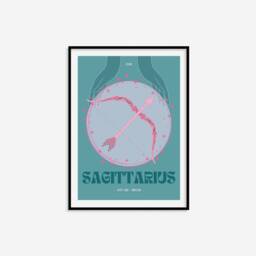 Sagittarius Zodiac Print - Astrology Prints, Colourful Wall Art, Retro Print, Star Sign, Eclectic Decor - thumbnail 3
