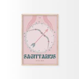 Sagittarius Zodiac Print - Astrology Prints, Colourful Wall Art, Retro Print, Star Sign, Eclectic Decor - thumbnail 1