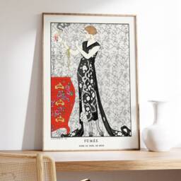 Vintage French Fashion Poster, Parisian Dress Print, Art Deco Wall Art, Woman Beauty Canvas, Mid Century Elegant Bedroom Gift - thumbnail 3