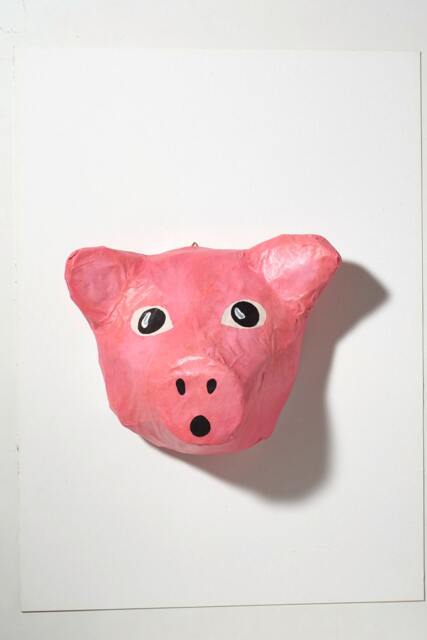 Paper Mache Pig Head, Crispim. Sweet Farm Animal, Colorful Wall Decor - image 1