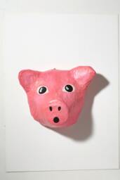 Paper Mache Pig Head, Crispim. Sweet Farm Animal, Colorful Wall Decor - thumbnail 1