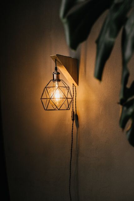 Handcrafted Oak Wall Sconce Lamp - Edison Style, Rustic Ambient Light, Bedside Lighting - image 1