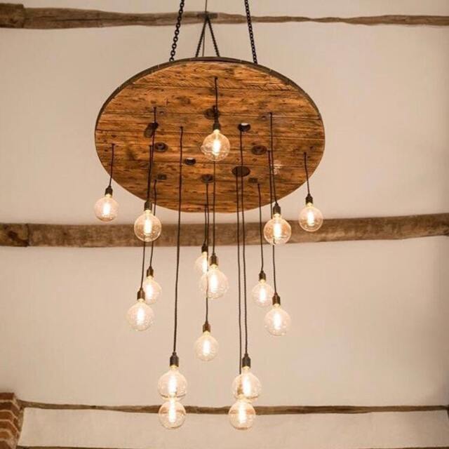 Giant Cable Reel Drum Chandelier Ceiling Cluster Pendant Light - image 1