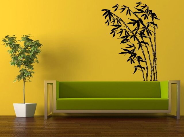 Wall Decal Vinyl Sticker Decals Peal & Stick Cheap Decor Art Bamboo Tree Trees Leaves Floral Nature Big Huge L399 - image 1