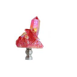 Iridescent Quartz Cluster Lamp Finial in Cherry Red On Brushed Nickel Hardware - A Single - thumbnail 2