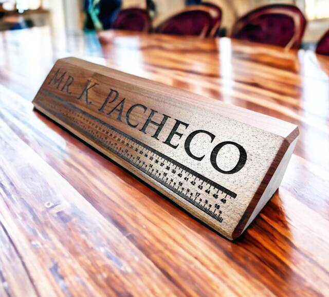 Personalized Walnut Wood Desk Name Plate, Custom Engraved Sign - image 1