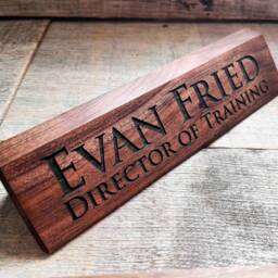 Personalized Walnut Wood Desk Name Plate, Custom Engraved Sign - thumbnail 3