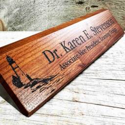 Personalized Walnut Wood Desk Name Plate, Custom Engraved Sign - thumbnail 2