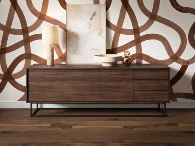 Modern Walnut Credenza, Mid Century Sideboard, Wooden Storage Cabinet, Tv Stand Console, Minimalist Living Room Furniture, Handmade Dresser - image 1