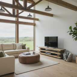 Handmade Solid Wood Tv Unit, Rustic Media Stand With Open Shelves - thumbnail 2