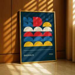 Bauhaus Print, Navy - Abstract Geometric Wall Art, Modern Minimalist Poster In - thumbnail 1