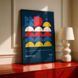 Bauhaus Print, Navy - Abstract Geometric Wall Art, Modern Minimalist Poster In - thumbnail 2