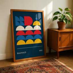 Bauhaus Print, Navy - Abstract Geometric Wall Art, Modern Minimalist Poster In - thumbnail 3