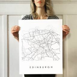 Edinburgh Map Hand Drawn Street Scotland City Drawing Black & White - Art Print Wedding Anniversary Gift Scottish Travel Wall - thumbnail 3