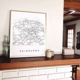 Edinburgh Map Hand Drawn Street Scotland City Drawing Black & White - Art Print Wedding Anniversary Gift Scottish Travel Wall - thumbnail 2