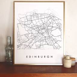 Edinburgh Map Hand Drawn Street Scotland City Drawing Black & White - Art Print Wedding Anniversary Gift Scottish Travel Wall - thumbnail 4