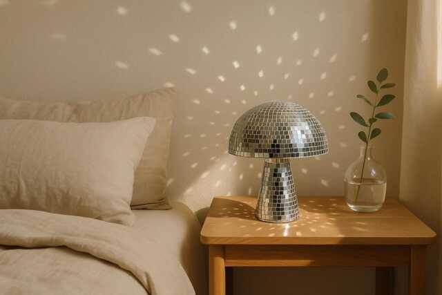 Disco Mushroom Decor - 70S Retro Mirror Tile Accent - image 1