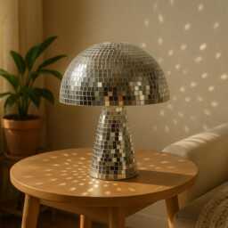 Disco Mushroom Decor - 70S Retro Mirror Tile Accent - thumbnail 3