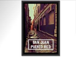 Old San Juan Puerto Rico Street Artwork Vintage - Poster Or Canvas - thumbnail 1