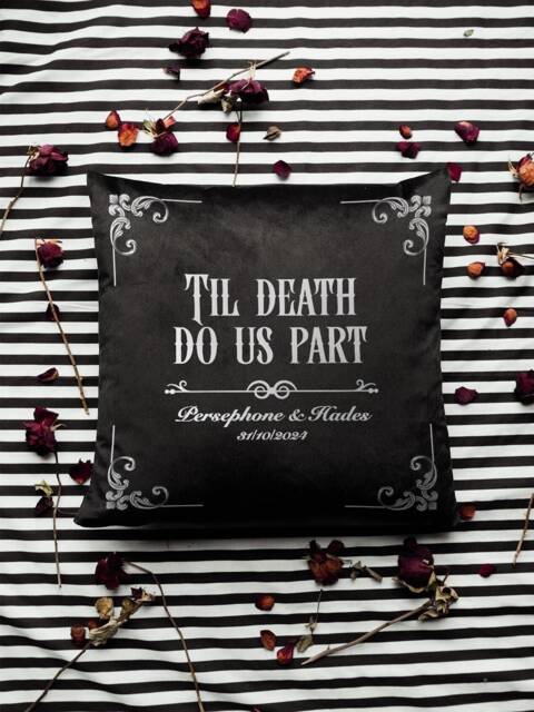 Til Death Victorian Gothic Personalised Cushion - Alternative Home Decor Couples Valentines/Anniversary/Wedding Gift Spooky Throw Pillow - image 1