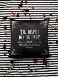 Til Death Victorian Gothic Personalised Cushion - Alternative Home Decor Couples Valentines/Anniversary/Wedding Gift Spooky Throw Pillow - thumbnail 1