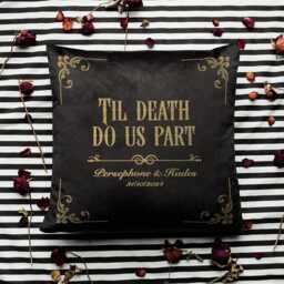 Til Death Victorian Gothic Personalised Cushion - Alternative Home Decor Couples Valentines/Anniversary/Wedding Gift Spooky Throw Pillow - thumbnail 4
