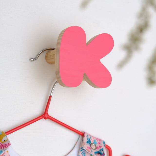Wooden Letters K Hooks For Wall Alphabet Abc Kids Hooks, Name Room Wood Hook, Personalise Children Rack Hanger, Christmas Gift - image 1