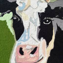 Punch Needle Cow Wall Hanging Vibrant Farmhouse Textile Art - thumbnail 2