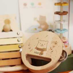 Personalised Wooden Tambourine - Baby Music Toy, Custom Name Gift - thumbnail 2