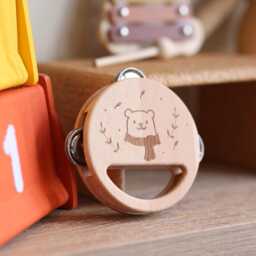 Personalised Wooden Tambourine - Baby Music Toy, Custom Name Gift - thumbnail 3