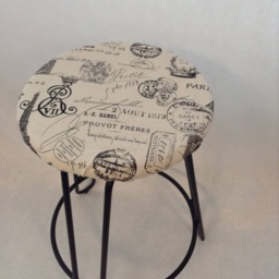 "Paris French Stamp Round Barstool Cover - Optional Foam Insert Elasticized 12"" 20" - thumbnail 3