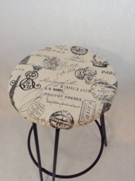"Paris French Stamp Round Barstool Cover - Optional Foam Insert Elasticized 12"" 20"