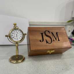 Personalized Engraved Desk Clock - Bronze Silver Gold Finish, Anniversary Gift - thumbnail 3