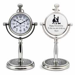 Personalized Engraved Desk Clock - Bronze Silver Gold Finish, Anniversary Gift - thumbnail 4