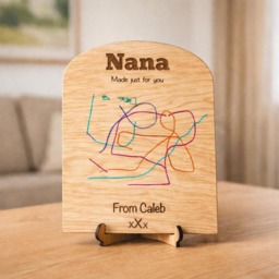 Personalised Drawing Gift For Nana, Childrens Artwork Plaque, Custom Kids Painting Gift, Birthday From Grandchildren, Sentimental - thumbnail 1