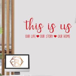 Family Wall Quote Wall Sticker This Is Us, Our Life, Story, Home Sticker Decal Murals With Love Hearts Home D??cor - thumbnail 3