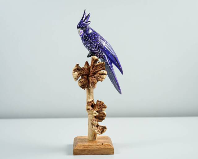 Purple Parrot Statue, Painted Sculpture, Wood Carving Figure, Bird Handmade, Aesthetic Room Decor, Personalized Gifts, Gift For Him - image 1